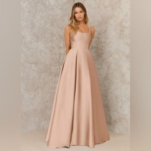 Satin Rose Gold Ballroom Dress- Size Petite 0- Custom Sized for Large Bust.